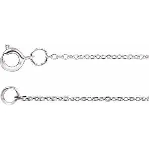 14K White 1 mm Adjustable Diamond-Cut Cable 16-18" Chain