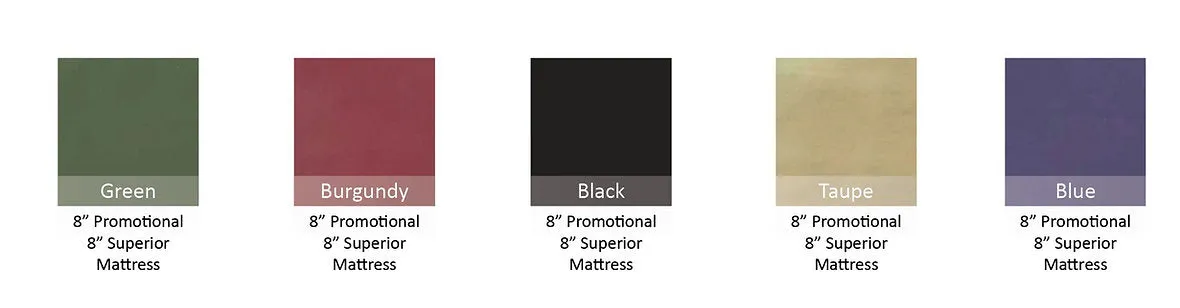 8" Futon Foam Mattresses- Blue, Taupe, Green, Burgundy or Black - Model FM