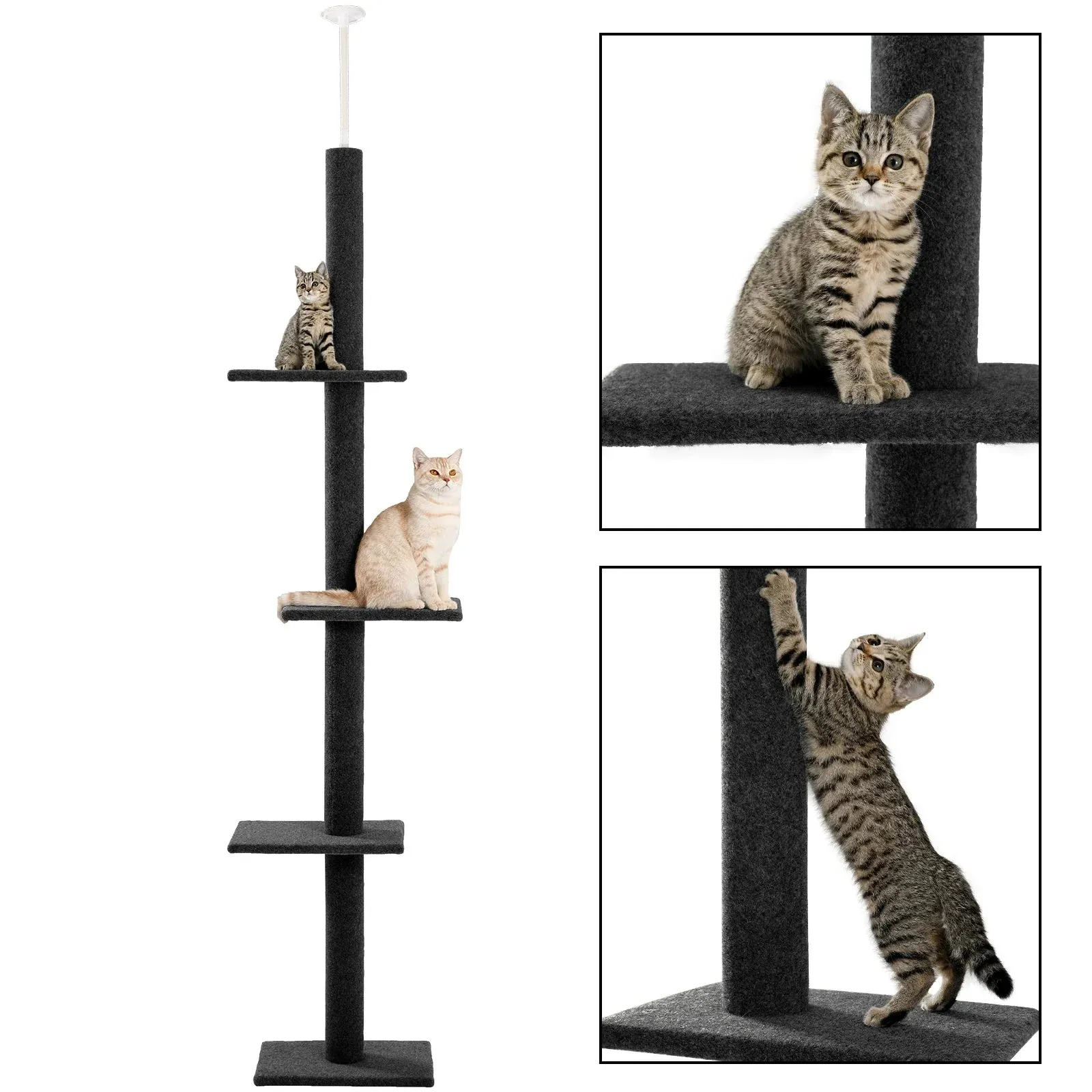 Adjustable Height Floor-to-Ceiling Cat Tree - Scratching Posts & Cat Tower