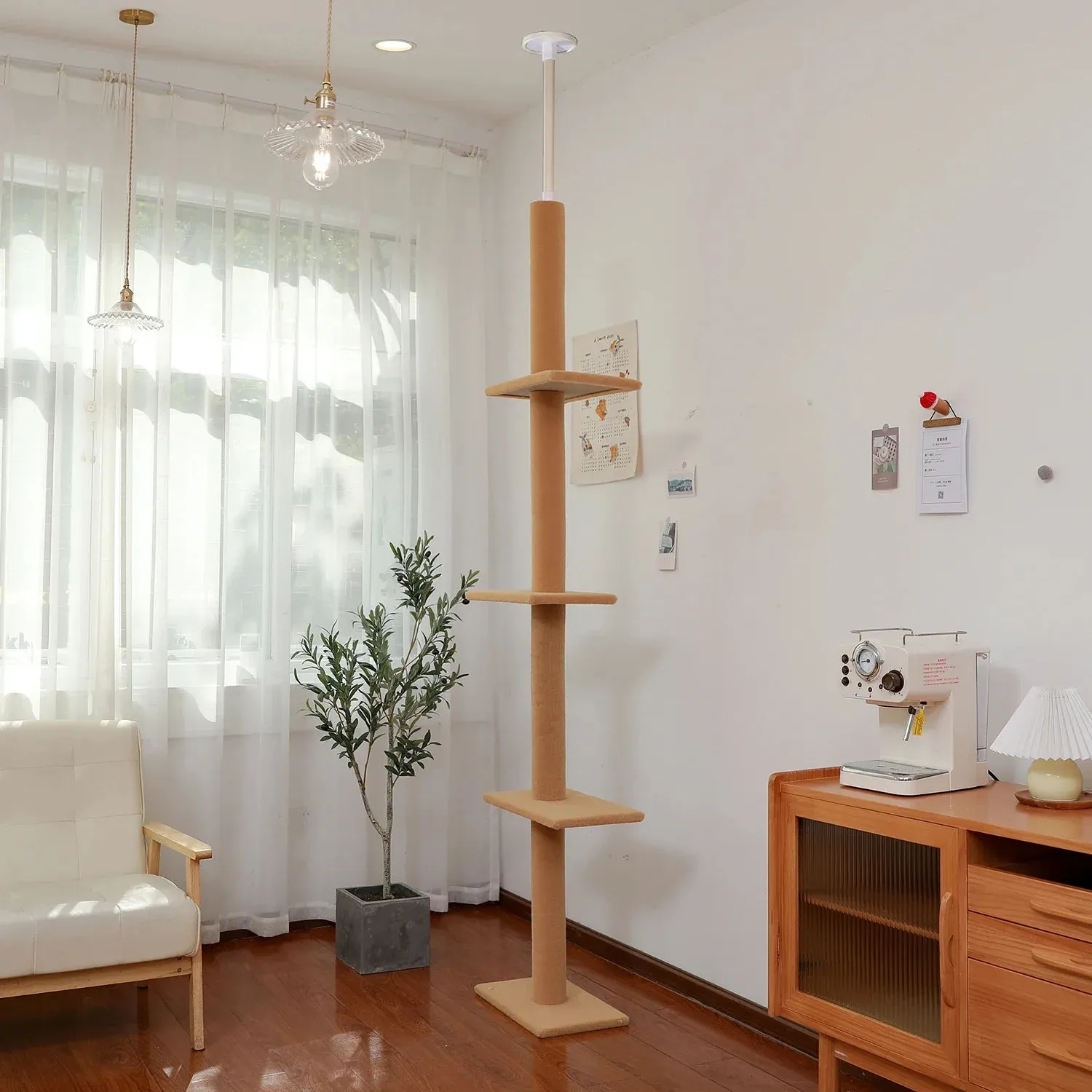 Adjustable Height Floor-to-Ceiling Cat Tree - Scratching Posts & Cat Tower