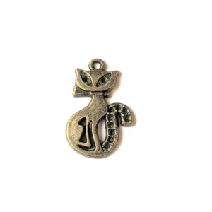 Antique Bronze Fancy Cat Charm