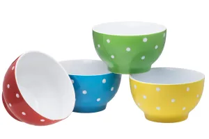Bruntmor - Polka Dot Colorful Decorative Everyday Porcelain Ceramic Dinner Bowls