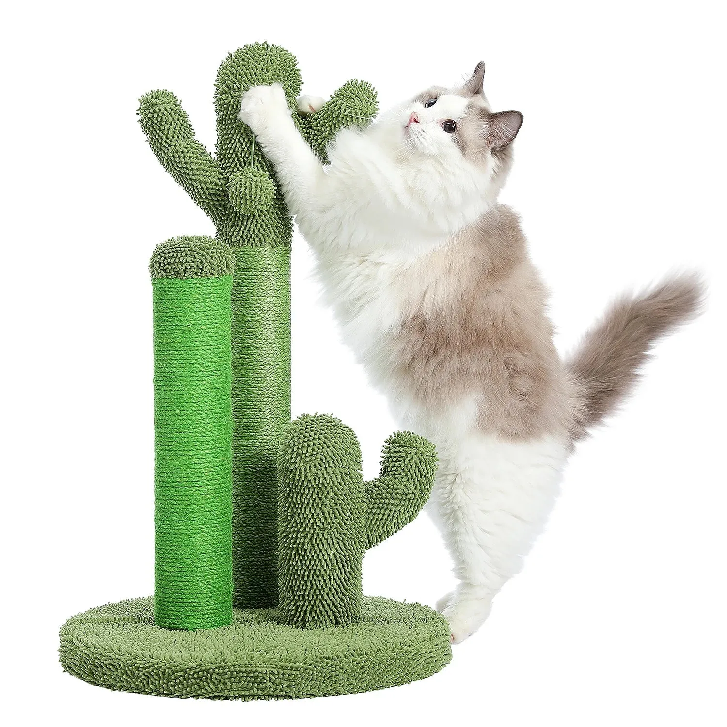 Cactus Cat Scratching Post with 3 Poles and Interactive Dangling Ball