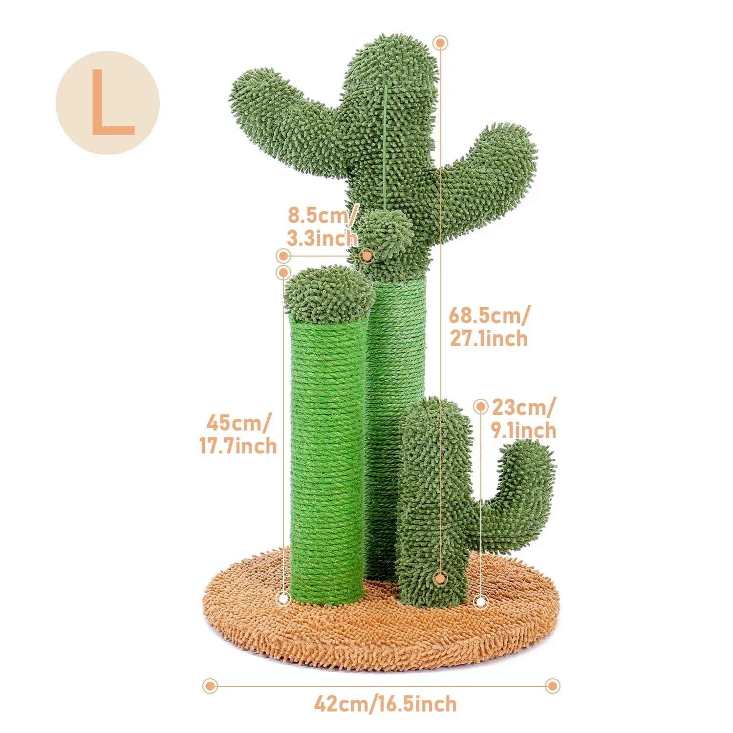 Cactus Cat Scratching Post with 3 Poles and Interactive Dangling Ball