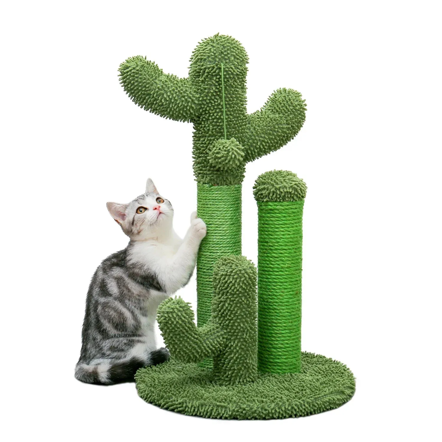 Cactus Cat Scratching Post with 3 Poles and Interactive Dangling Ball