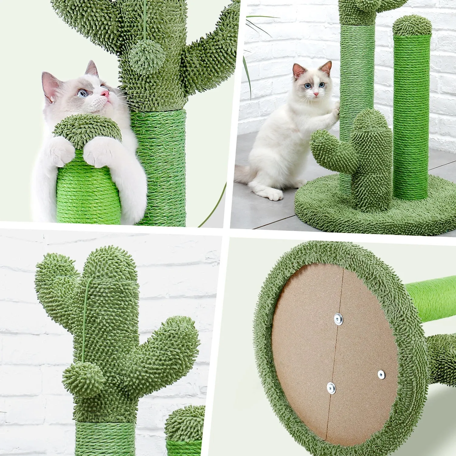 Cactus Cat Scratching Post with 3 Poles and Interactive Dangling Ball