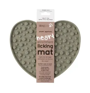 Dexypaws Dexter Approved Heart Enrichment Licking Mat, Khaki Green Cat & Dog