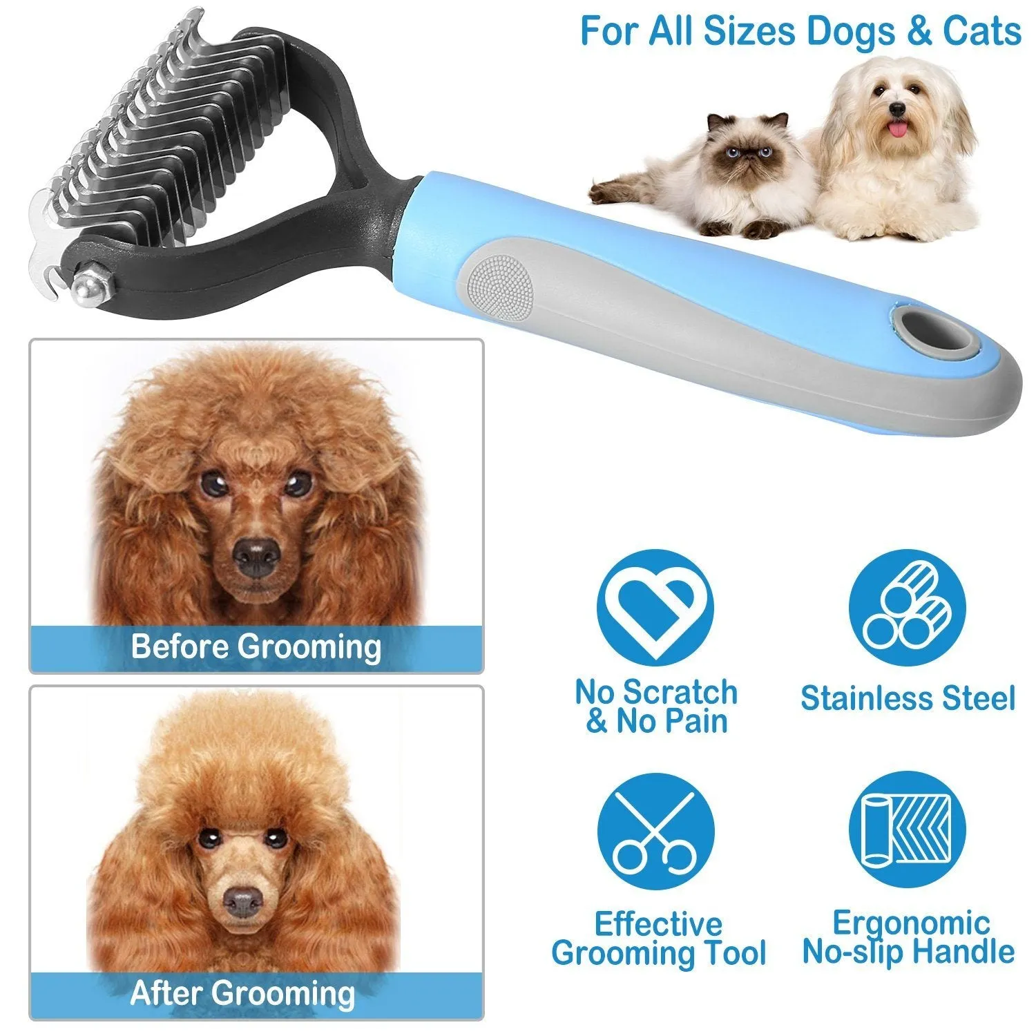 Dog and Cats 2 Sided Grooming Rakes