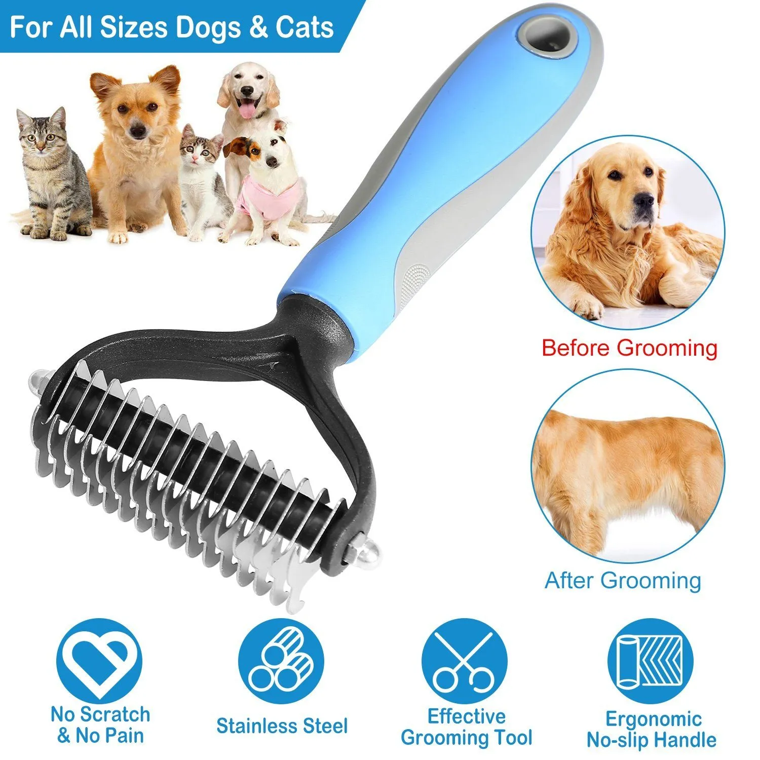 Dog and Cats 2 Sided Grooming Rakes
