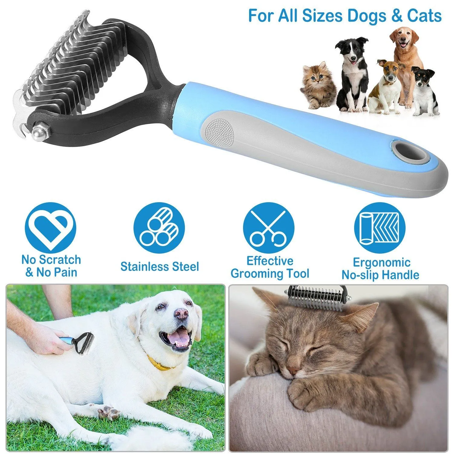 Dog and Cats 2 Sided Grooming Rakes