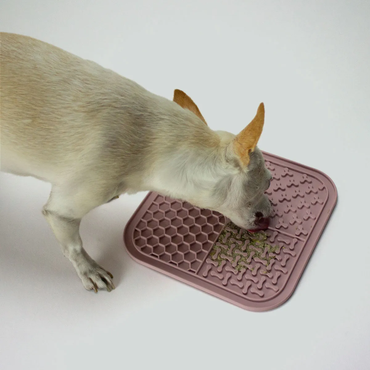 Dog Lick Mat, Dusty Rose (Pink), Food-Grade Silicone, 8" x 8", Dishwasher Safe