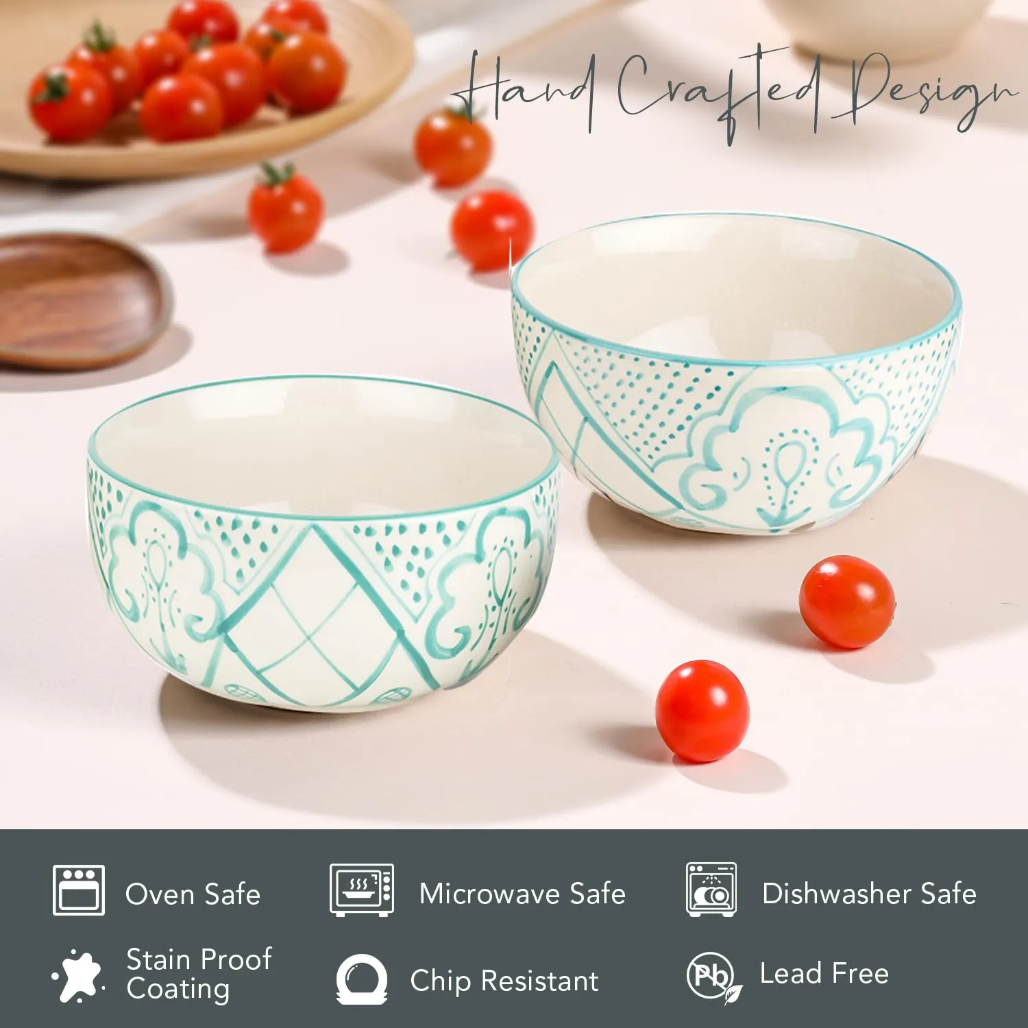 Ekhasa Ceramic Bowl Set for Kitchen (Microwave Safe, 4 Pcs) | Ideal for Serving Bowl, Soup Bowl, Salad Bowl, Ramen Bowl, Pasta Bowl, Maggie Bowl, Noodle Bowl, Rice, Oats & Fruit Bowl