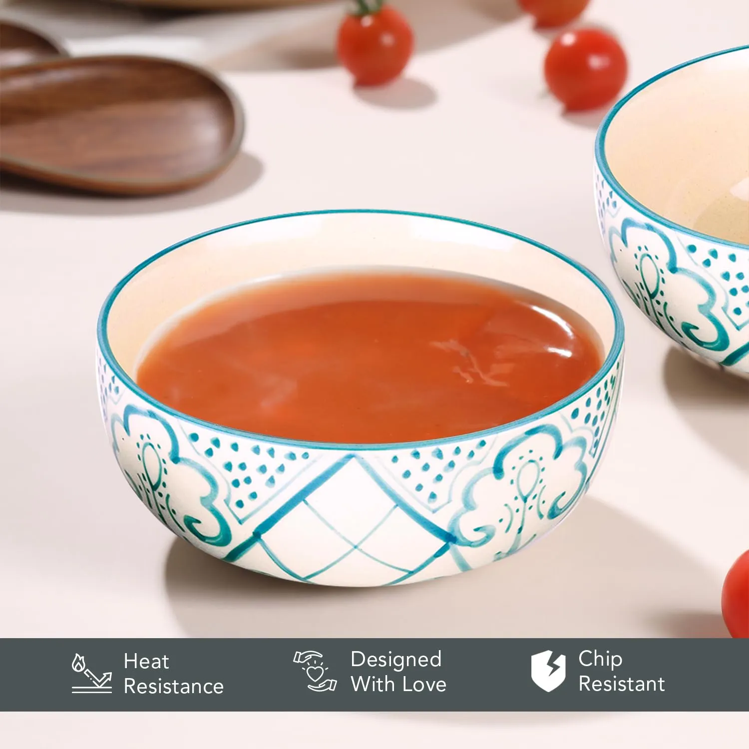 Ekhasa Ceramic Bowl Set for Kitchen (Microwave Safe, 4 Pcs) | Ideal for Serving Bowl, Soup Bowl, Salad Bowl, Ramen Bowl, Pasta Bowl, Maggie Bowl, Noodle Bowl, Rice, Oats & Fruit Bowl