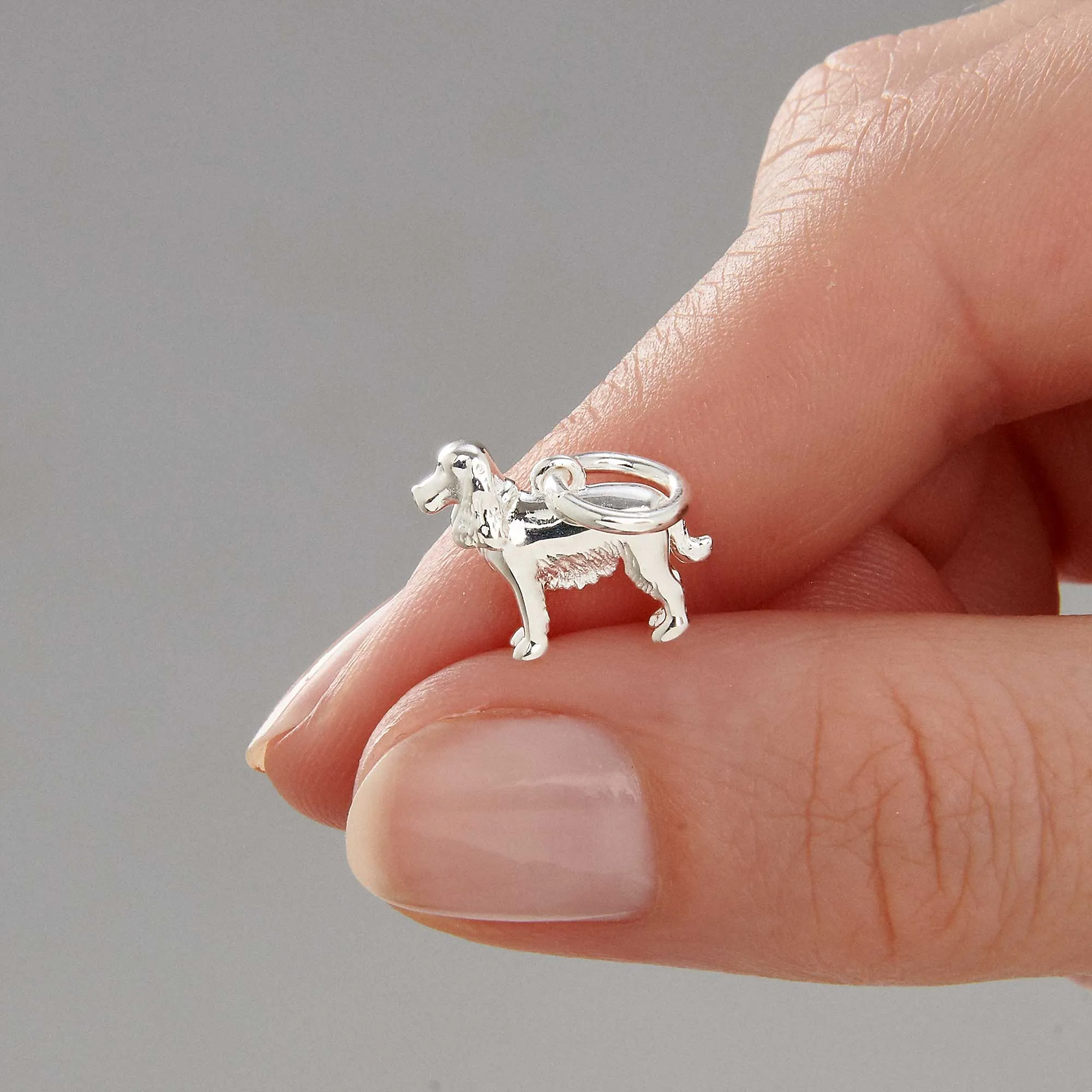 English Cocker Spaniel Silver Dog Charm