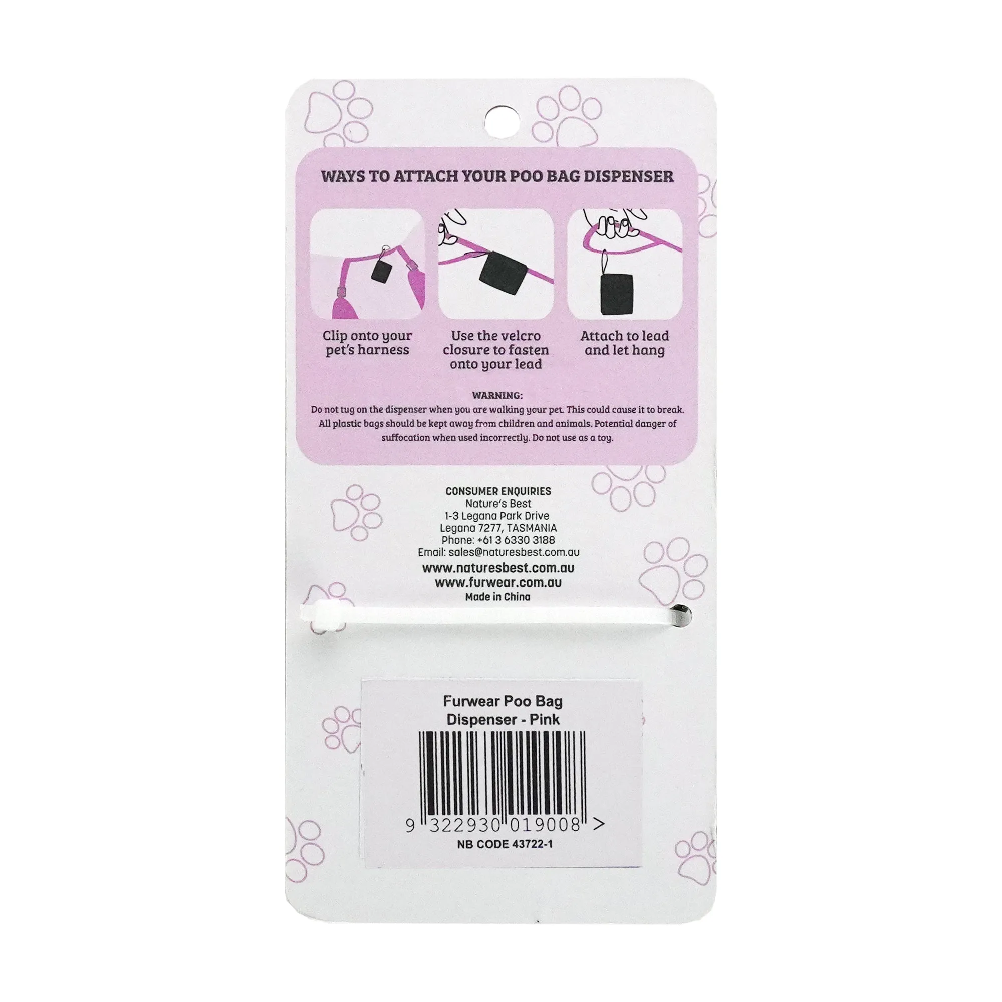 Furwear - Poo Bag Dispenser (Pink)