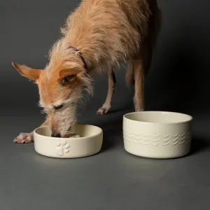 Icon 2 Piece Dog Slow Feeder & Water Bowl Set - 20cm - Cream