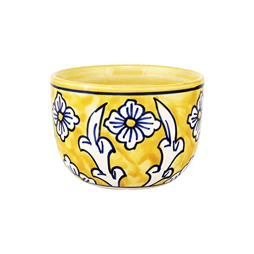 KITTENS Ceramic Maggi Bowl Hand Painted in Lemon Yellow - Set of 4