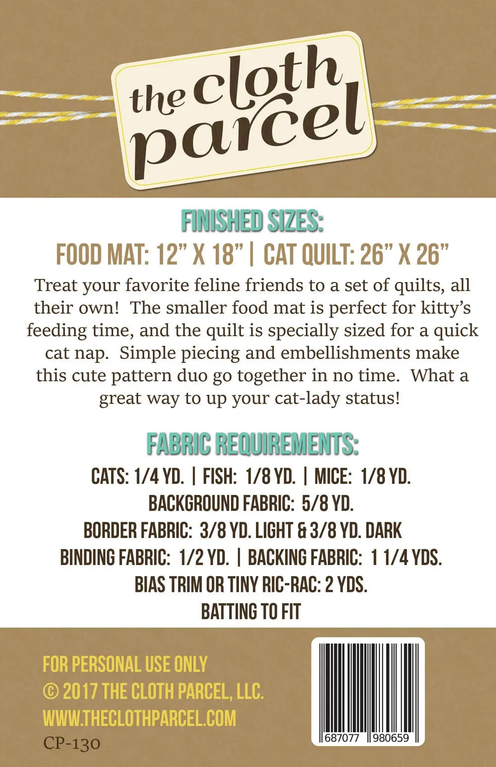 Kitty Cat Pet Mats Pattern