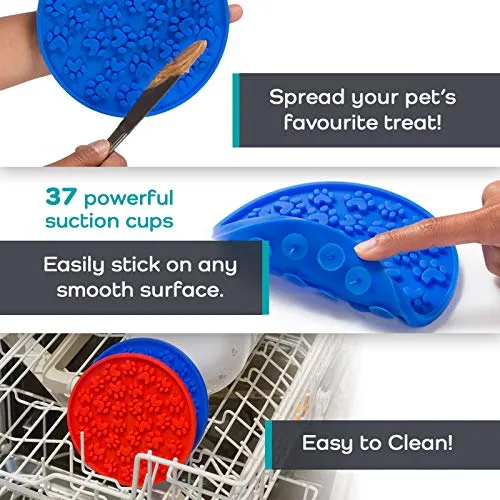 Matier Dog Peanut Butter Lick Pads w Suction Cups for Pet Bathing, Grooming & Training | 2 pcs