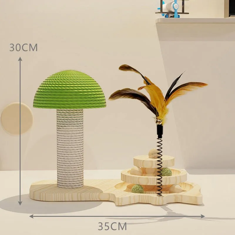 Mushroom Scratching Post Cat Toy With Scratching Ball