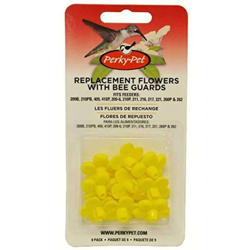 Perky-Pet® 202FB Replacement Flower Feeding Ports w/ Bee Guards, Yellow, 9-Pack