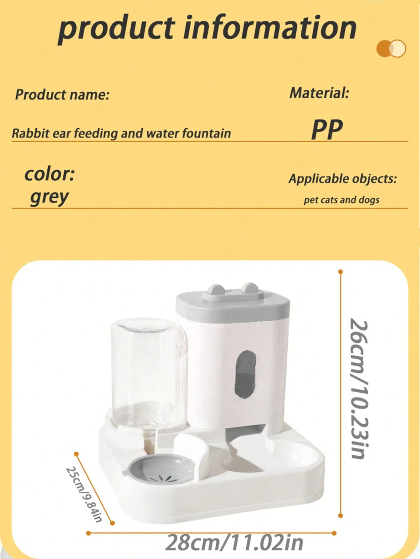 Rabbit Ear Design Automatic Feeder & Water Dispenser For Cats And Pets