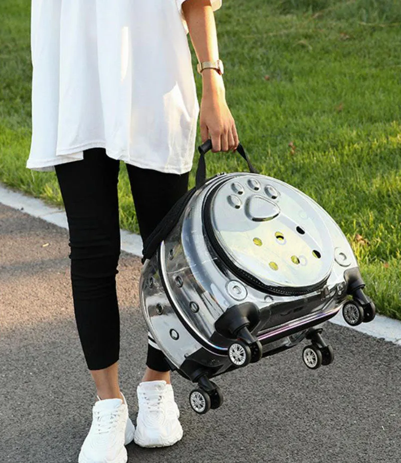 The new pet trolley case transparent go out portable pet backpack