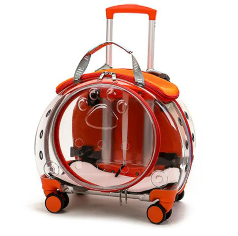 The new pet trolley case transparent go out portable pet backpack