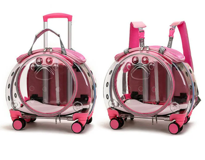The new pet trolley case transparent go out portable pet backpack