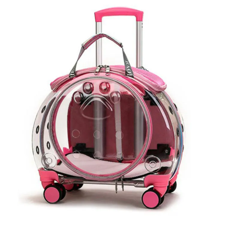The new pet trolley case transparent go out portable pet backpack