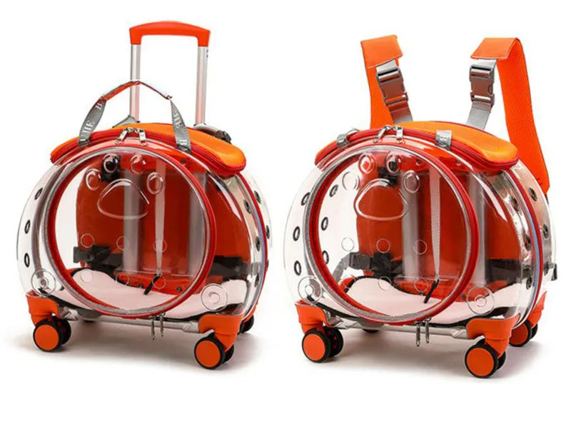 The new pet trolley case transparent go out portable pet backpack
