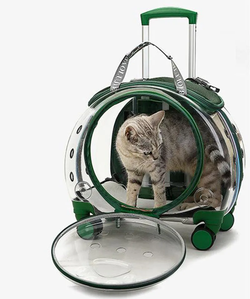 The new pet trolley case transparent go out portable pet backpack