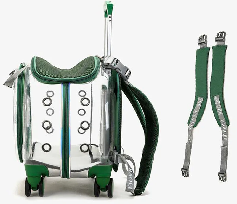 The new pet trolley case transparent go out portable pet backpack