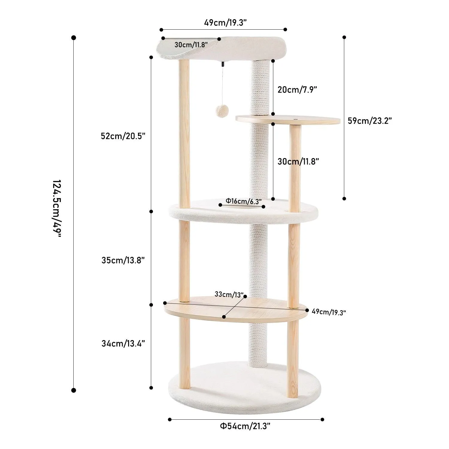 Wood Cat Scratcher Luxury Cat Tree Condo Kitten Nest Climbing Tower with Scratching Post Cat Toys Playing Platform House