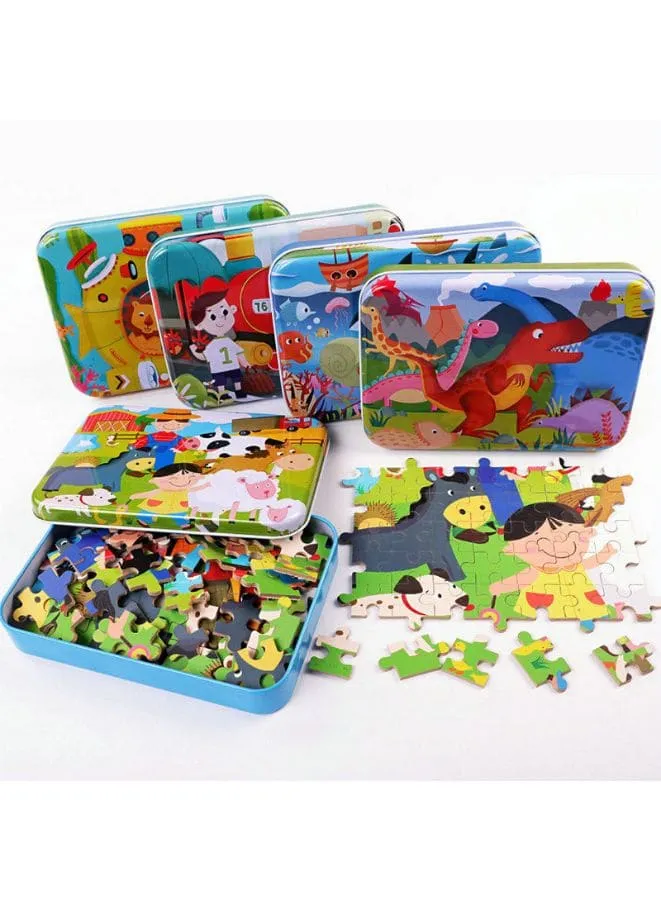 Wooden Jigsaw 120 Pieces Cartoon Animals Fairy Tales Puzzles Children Wood Early Learning Set Montessori Education Toy Kids Gift, Fairy Tale